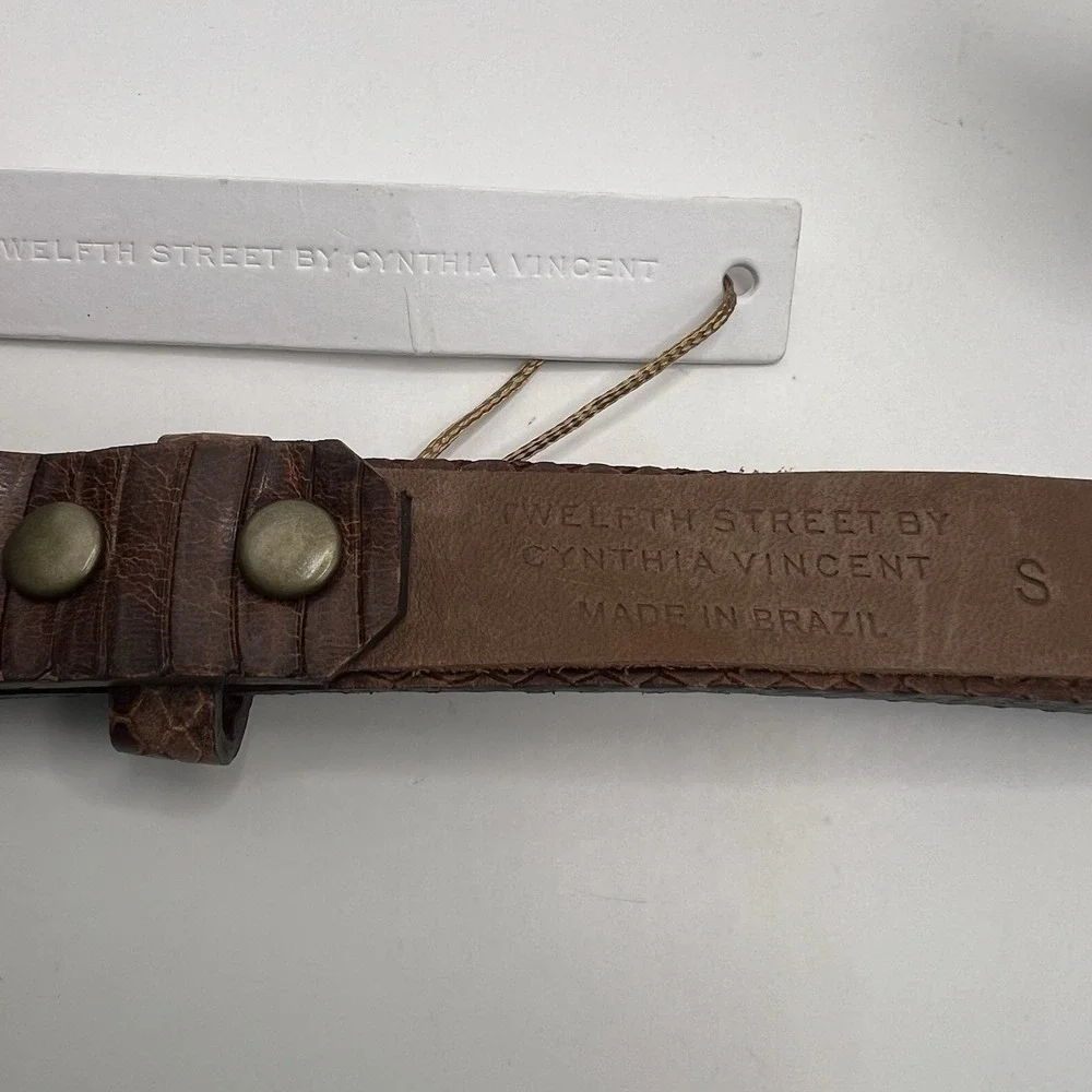 Twelfth Street By Cynthia Vincent Leather Double Buckle Belt Small Brown Boho